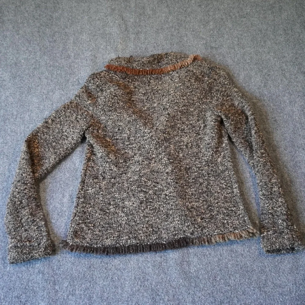 Coldwater Creek Womens Small Tweed Knit Cardigan‎ Faux Fur Trim Button Front